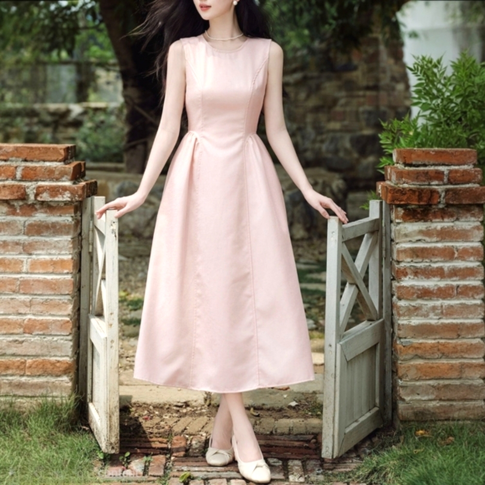 Audrey Women's Pink Sleeveless Classy Dress